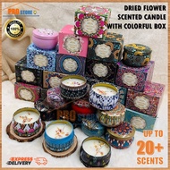 Scented Candle Dry Flower Candle Natural Soy Wax Candle Essential Oil Door Gift Set Lilin Wangi Arom