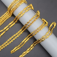 Imitation Gold Necklace Male boss Domineering Big Gold Chain Exaggerated Necklace Double Buckle Twist Sand Gold Necklace