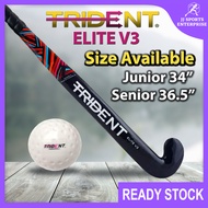 Trident Elite V3 Wood Fibreglass Reinforced Hockey Stick Training Hockey Stick Kayu Hoki Latihan Trident Dimple Ball S