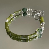 Retro Bamboo Jade Bracelet Original for Women Metal Geometry Bangle Fashion Accessories Couple Lovers Gift