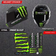 Stiker Sticker Helm Dovi Red Bull 2 Monster Full Set Suomy KYT fullface Hitam Putih