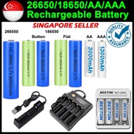 【SG Seller】✔️Rechargeable Lithium Li-ion Battery✔️ 26650/18650/AA/AAA 3.7V 8000mAh Lithium Battery F