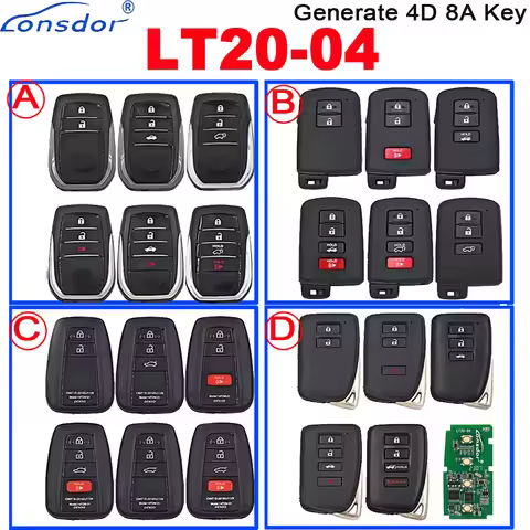 Lonsdor LT20-04 8A 4D Universal Smart Key for Toyota Corolla Rav4 Camry Land Cruiser Lexus GS300 ES3