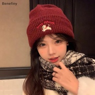 <Benefiny> Red Hat Scarf Women's Autumn And Winter Warm Knitted Hat Ankola Red Thick Wool Hat Scarf 