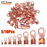 UMISTY 5/10Pcs OT Cable Connector Kit, 10A-400A Copper OT Wire Nose Terminal Crimp, Durable OT Type 