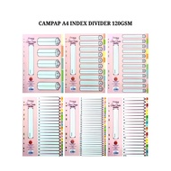 CAMPAP A4 INDEX DIVIDER PAPER 120gsm (CA4901 / CA4902 / CA4903 / CA4904 / CA4905 / CA4906) (6 TYPE C