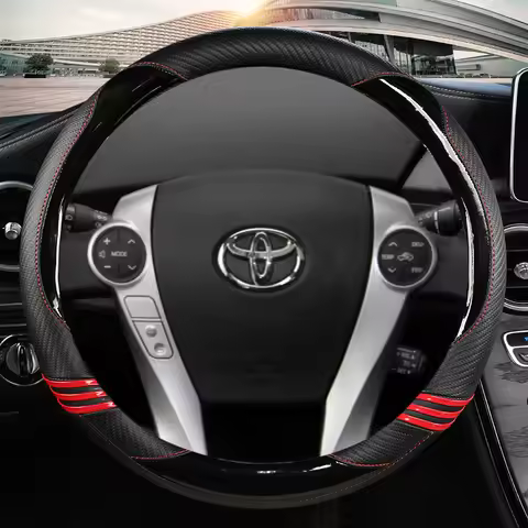 Carbon Fiber Leather Car Steering Wheel Cover For Toyota Prius 30 20 Prius V Prius C Prius Prime Mas