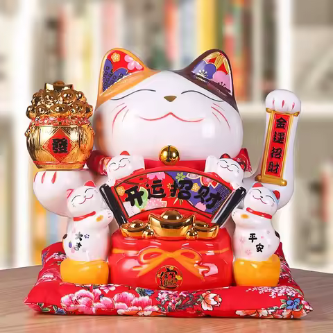 11-inch Lucky Cat Shaking Hand Ornaments Large Electric Cashier Home Store Opening Gift Ceramic Orna