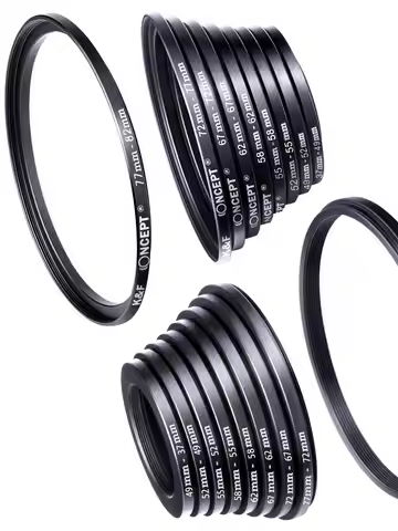 K&F CONCEPT 37-82mm 18pcs Camera Lens Filter Step Up/Down Adapter Ring Set 82-37mm for Canon Nikon D