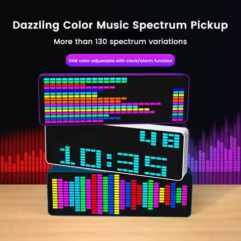 LED Light Stereo Music Spectrum Electronic Clock Voice Rhythm RGB Car Audio Level Indicator VU Meter