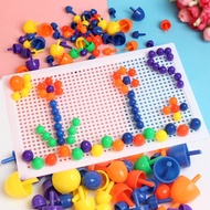 T4TOYS Board Beads Blocks for Kids with Beads Blocks Puzzle Building Nails Blocks Colorful Nails Peg