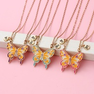 Colorful Butterfly Friendship Patchwork Necklace for 2 BFF Best Friends Butterfly Pendant Necklace f