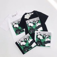 預訂-Ne-net 驚訝貓咪印花短袖純棉T恤 (熊貓款) 親子裝