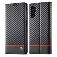 全城熱賣 - 適用於 三星 Galaxy A15 5G LC.IMEEKE 碳纖維手機皮套（橫款黑色）