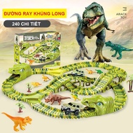 240 DETAILS Dinosaur car track assembly set, dinosaur track assembly toy