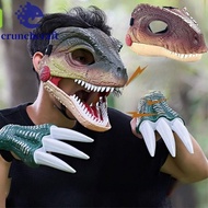 CRUNCHCRAFT​ 3D Dinosaur Mask, Movable Mouth Lifelike Dinosaur Mask Headwear, Realistic Sound Comfor