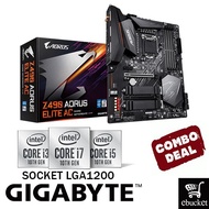 GIGABYTE Z490 AORUS ELITE AC INTEL Z490 LGA1200 MOTHERBOARD + INTEL 10TH GEN CPU COMBO PROMO