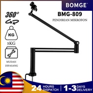 Low Profile Mic Arm, Stand Boom Arm Adjustable Microphone Desk with Shock Mount Clip 3/8-5/8'' Adapt