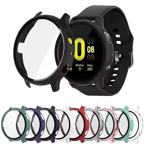 Glass+Case for Samsung Galaxy watch active 2 44mm 40mm All-Around cover bumper+Screen Protector film
