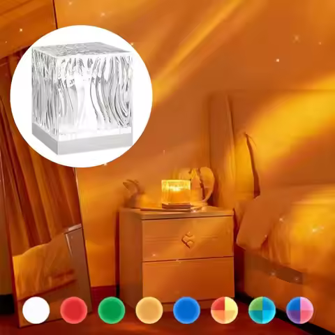 16 Colors Light Ocean Waves Projector Light USB Cube Water Ripple Crystal Lamp Dynamic Wave Effect R