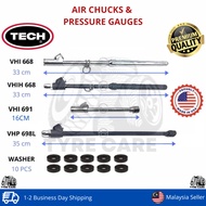 TECH Premium Air Chuck & Pressure Gauge (Made in USA); Heavy Duty Tayar Check Angin; Truck; Tractor;
