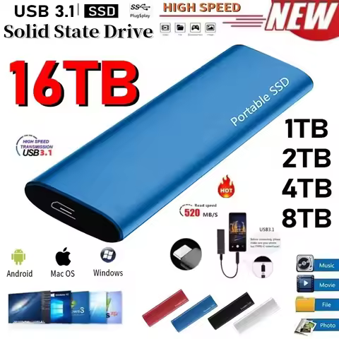 2026 External SSD Hard Drive 1TB External Hard Disk 2TB High-Speed hard ssd USB 3.1 Mobile Solid Sta