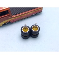Z264 > Tayar Getah 1/64 - BBS Yellow 10mm Short Axle Rubber Wheels Hot wheels