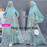 DRESS ANAK TANGGUNG FLORY SYARI KIDS CERUTY BABYDOLL LD 96 CM PB 130 CM Gamis Anak Set Hijab Terbaru