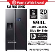 Samsung RS90F65DNFME Bespoke AI SBS Refrigerator 9"LCD AI Home 594L (Fridge Peti Ais Peti Sejuk 电冰箱)