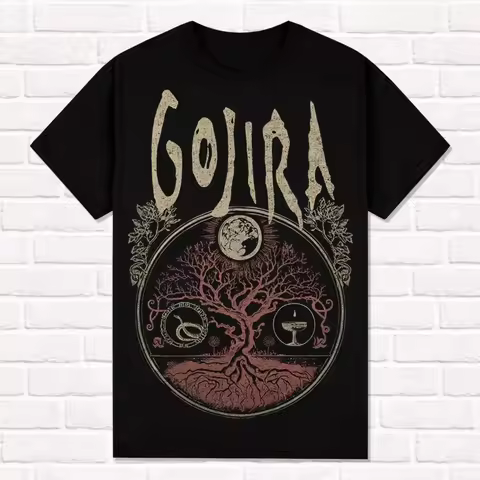 2025 Share Gojira Black T-Shirt World Tree Heavy Music T Shirt Tees Tops Unisex Cotton Short Sleeve 