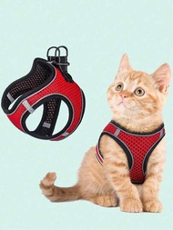 1入輕量網眼設計寵物胸帶和背包，防止中小型犬，幼犬和小貓掙扎，具有透氣胸口和背部