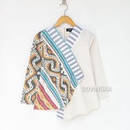Atasan Tenun Kombinasi WP 2 cream Batik Modern Atasan Wanita Baju Kerja wanita blus Blouse Lengan Pa