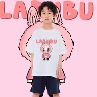 hot เสื้อยืดเด็ก ลาบูบู้ Pop Mart Labubu ผ้าคอตตอน100%