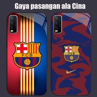 DJ-9 Barcelona FC Casing GLASS soft frame black VIVO Y03 S1 Y30 Y50 V50 Y20 Y20i Y20s V15 Y29 Pro Li