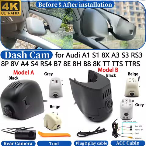 Dash Cam for Audi A1 S1 8X A3 S3 RS3 8P 8V A4 S4 RS4 B7 8E 8H B8 8K TT TTS TTRS 4K DVR Dashboard Cam