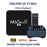 Alston MXQ PRO 5G 4K TV Box 8+128 Android Smart tv box+ I8 Mini Keyboard 2.4GHz Touchpad With To Con