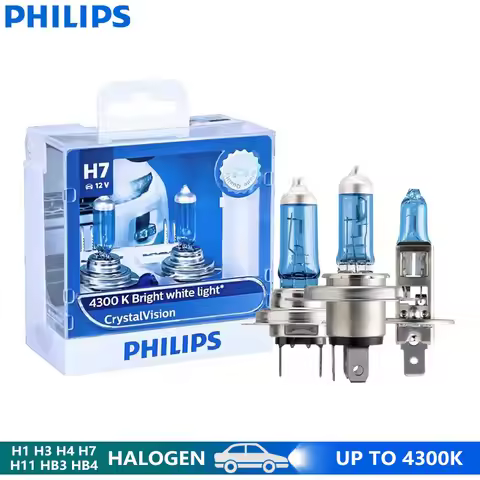 Philips H1 H4 H7 H11 CrystalVision HB3 HB4 9005 9006 Car Halogen Headlight Fog Light 12V 4300K Xenon