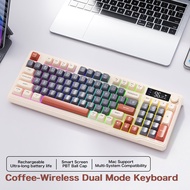 M96 Bluetooth Keyboard Wireless FREEWOLF Screen Gaming KeyboardElectronic Screen Multi-Device Connec