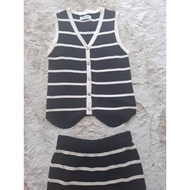 Striped Yarn Skirt Set