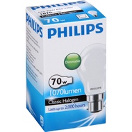 PHILIPS Classic Halogen A55 70W B22 240V Light Bulb (Frosted) Dimmable Lampu Mentol, Warm White (270