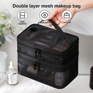 NEW Double Layer Cosmetic Bag Make Up Storage Travel Cosmetic Bag Beg Wanita Kosmetik Beg Mesh Pouch