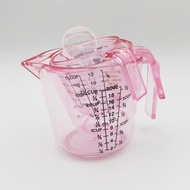 pink bak measur cup set, 6 ounces, 12 ounces, 20 ounces cups, with 20 ml transparent spoons, PS mate