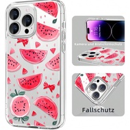 1ชิ้น เคสโทรศัพท์หุ้มนิ่มTPUโปร่งใสกันกระแทกลายแตงโมฤดูร้อน สำหรับ iPhone 16 Pro Max 15 14 13 12 11 