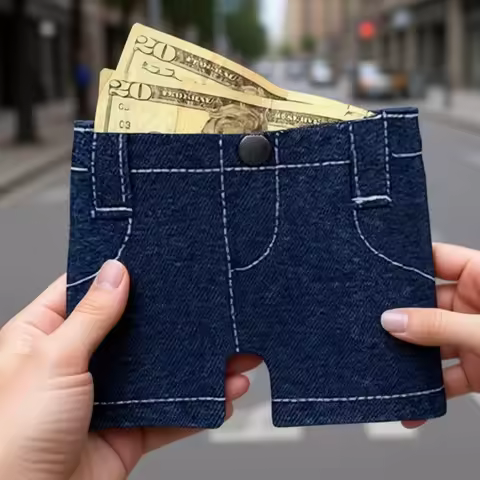 Foldable Pocket Pants Mini Jeans Wallet, Jean Wallet, Cute Denim Coin Purse Small Card Holder, Porta