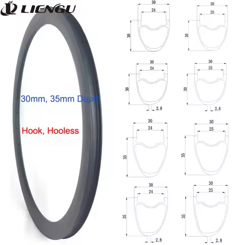 700C Road Bicycle Carbon Rim Disc Brake 30mm or 35mm Depth 24mm 25mm Inner Width Asymmetry Symmetry 