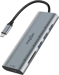 MagBac USB C Docking Station 6-in-1 USB Hub Multiple Adapter with 4K HDMI Display Port, 3 USB A Data