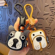 Cartoon Beagle Bulldog Keychain - Leather Pendant for Car Backpack Couple Gift