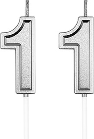 UVATAHONA 11th & 1st Birthday Candles, Silver Number 11 1 Candle for Cake Decoration on Birthday Par
