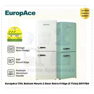 EuropAce 170L (Upgraded 3 Tick) 2-Door Retro Fridge - No-Frost ER7178A | ER 7178A (10 Years Compress