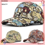 HUISHU Unisex-Teens Caps, Little Bear Print Cartoon Cute Bear Baseball Cap, Cotton Bear Print Duckbi